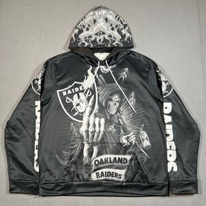 Oakland Raiders Hoodie XL Football NFL Grim Reaper Skeleton Flames Sweatshirt‎